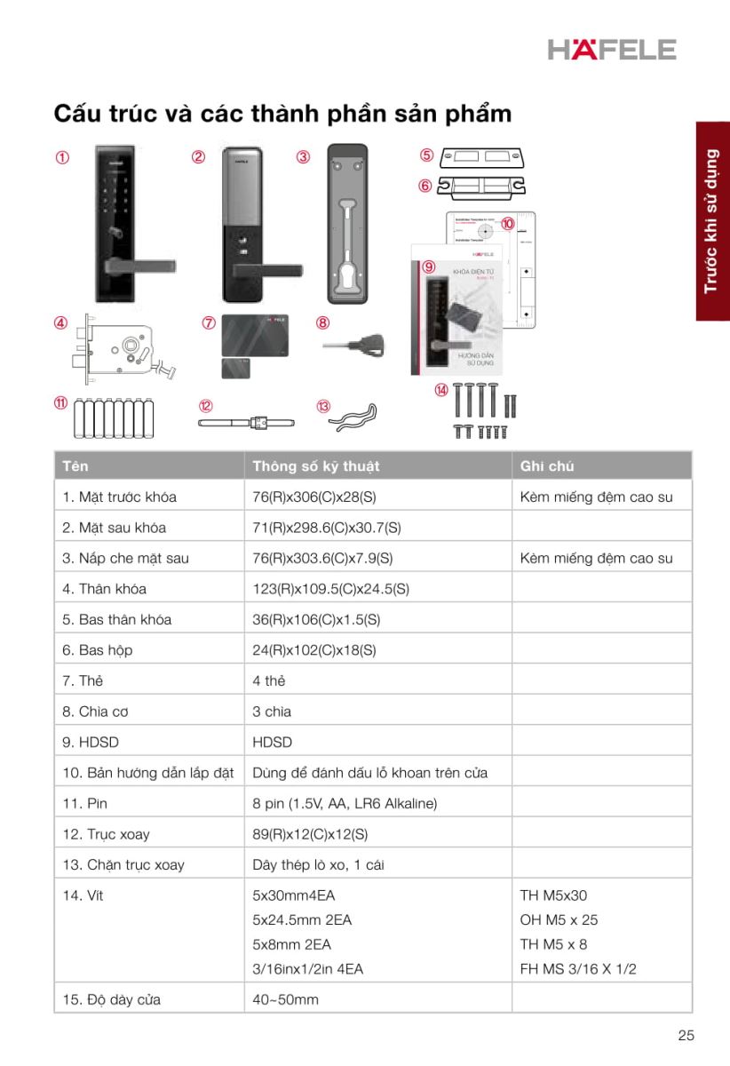 Khóa điện tử Hafele EL8000 - TC-25