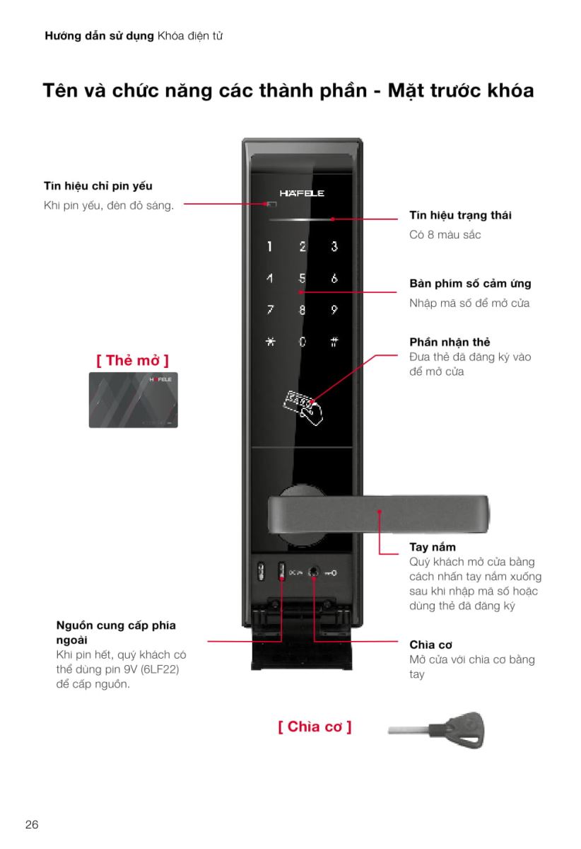 Khóa điện tử Hafele EL8000 - TC-26