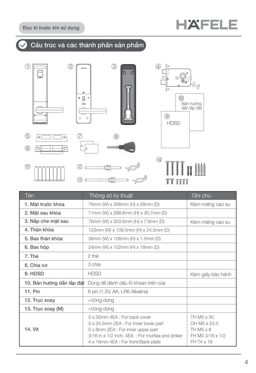 Khóa điện tử Hafele EL9000 - TCS-3